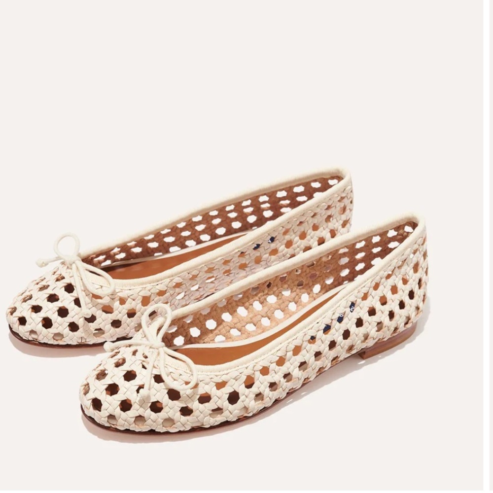 Margaux Demi Flats Ecru Woven Leather Sz 40